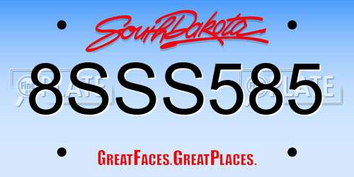 8SSS585 South Dakota License Plate
