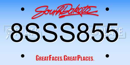 8SSS855 South Dakota License Plate