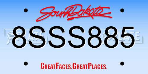 8SSS885 South Dakota License Plate