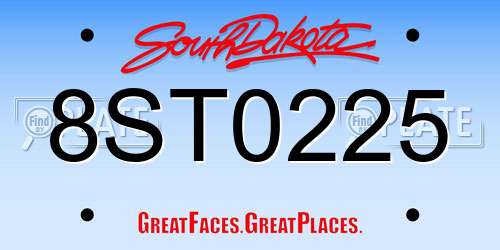 8ST0225 South Dakota License Plate