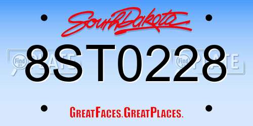 8ST0228 South Dakota License Plate