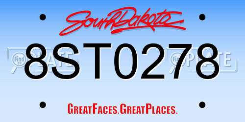 8ST0278 South Dakota License Plate