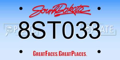 8ST033 South Dakota License Plate