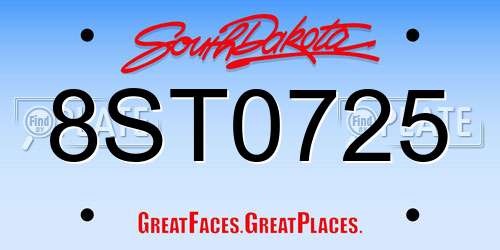 8ST0725 South Dakota License Plate