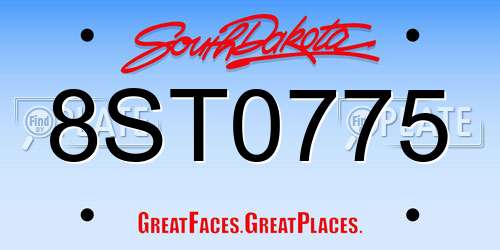 8ST0775 South Dakota License Plate