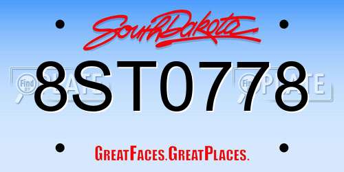 8ST0778 South Dakota License Plate