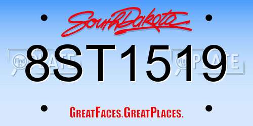 8ST1519 South Dakota License Plate