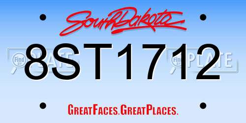 8ST1712 South Dakota License Plate