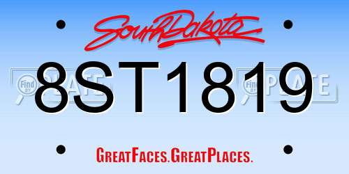 8ST1819 South Dakota License Plate