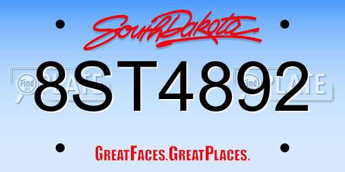 8ST4892 South Dakota License Plate