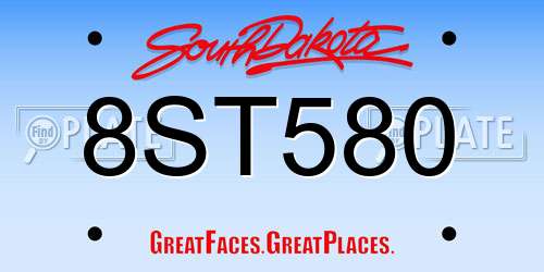 8ST580 South Dakota License Plate