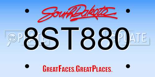 8ST880 South Dakota License Plate