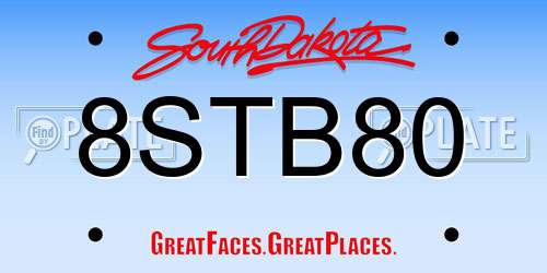8STB80 South Dakota License Plate