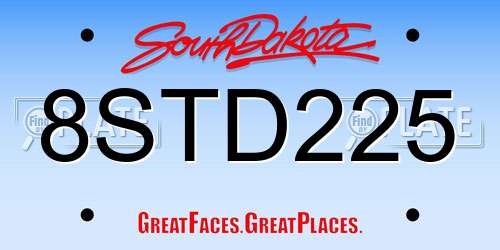8STD225 South Dakota License Plate