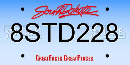 8STD228 South Dakota License Plate