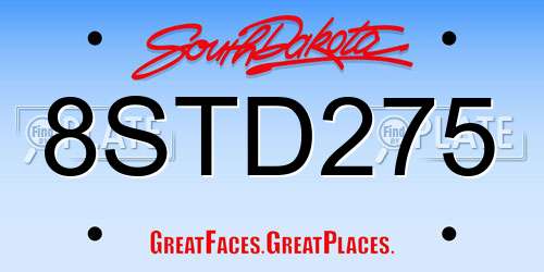 8STD275 South Dakota License Plate