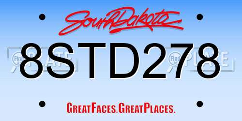 8STD278 South Dakota License Plate