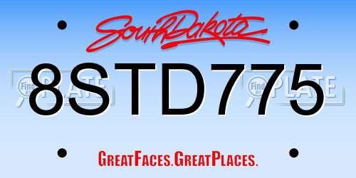 8STD775 South Dakota License Plate