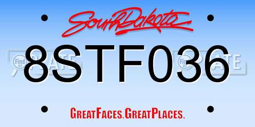 8STF036 South Dakota License Plate