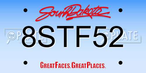 8STF52 South Dakota License Plate