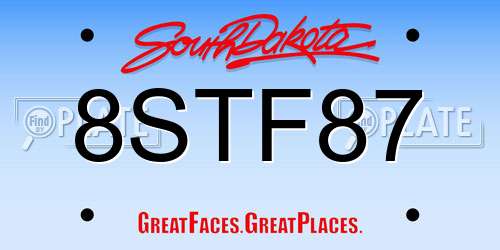 8STF87 South Dakota License Plate