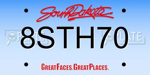 8STH70 South Dakota License Plate