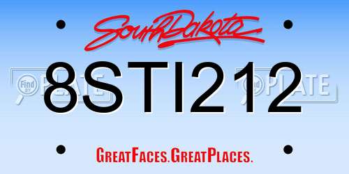 8STI212 South Dakota License Plate