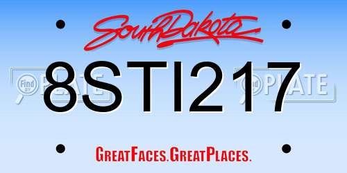 8STI217 South Dakota License Plate