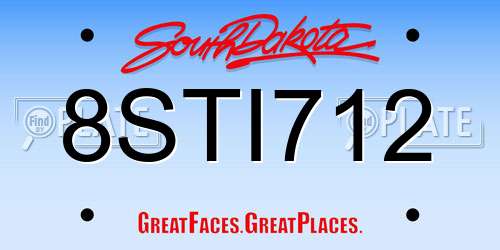 8STI712 South Dakota License Plate