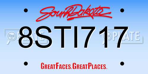 8STI717 South Dakota License Plate