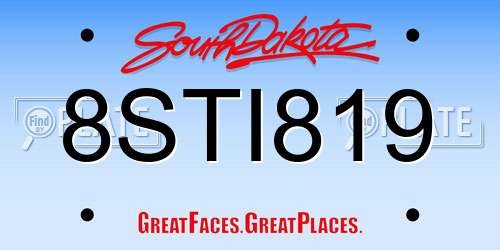8STI819 South Dakota License Plate