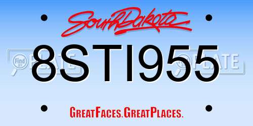 8STI955 South Dakota License Plate