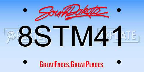 8STM41 South Dakota License Plate