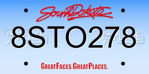 8STO278 South Dakota License Plate