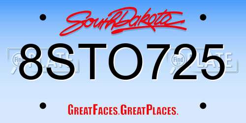 8STO725 South Dakota License Plate