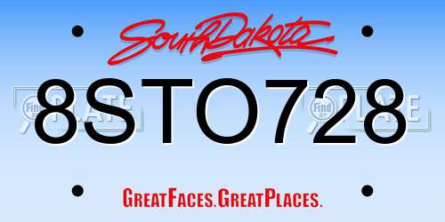 8STO728 South Dakota License Plate