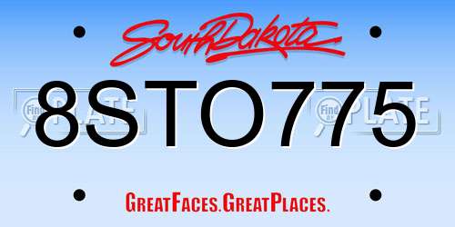 8STO775 South Dakota License Plate