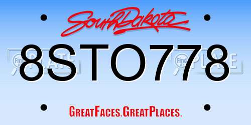 8STO778 South Dakota License Plate