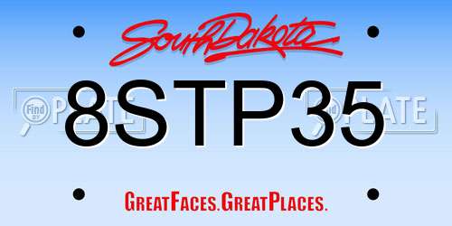 8STP35 South Dakota License Plate