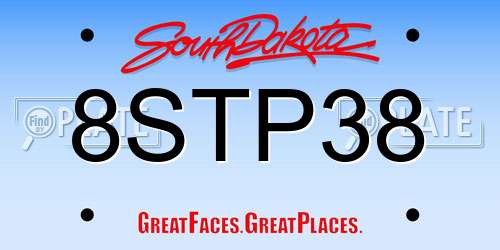 8STP38 South Dakota License Plate