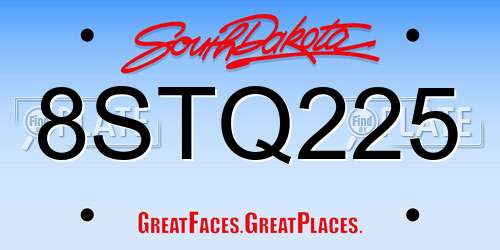 8STQ225 South Dakota License Plate