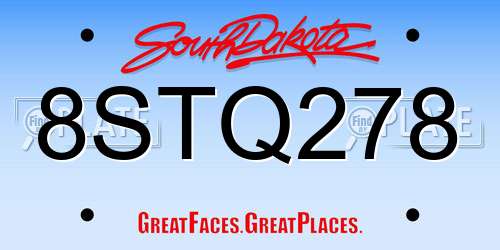 8STQ278 South Dakota License Plate