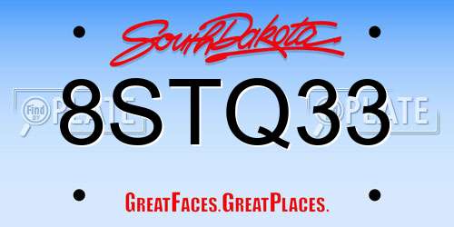 8STQ33 South Dakota License Plate