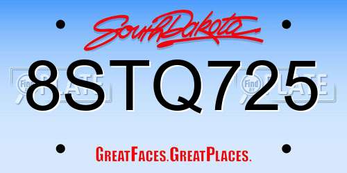 8STQ725 South Dakota License Plate