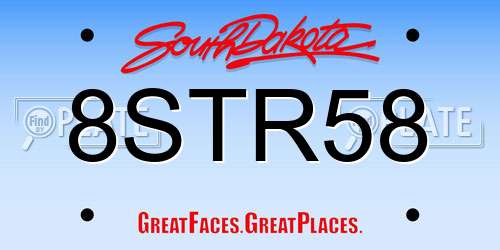 8STR58 South Dakota License Plate