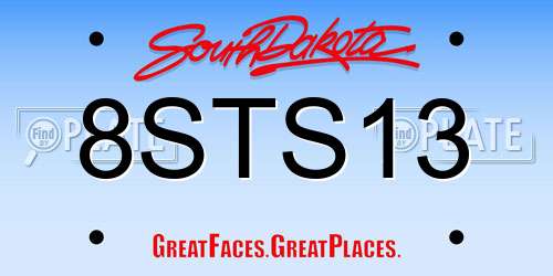 8STS13 South Dakota License Plate