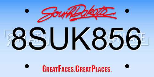 8SUK856 South Dakota License Plate