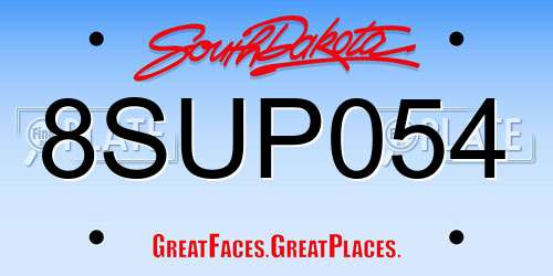 8SUP054 South Dakota License Plate