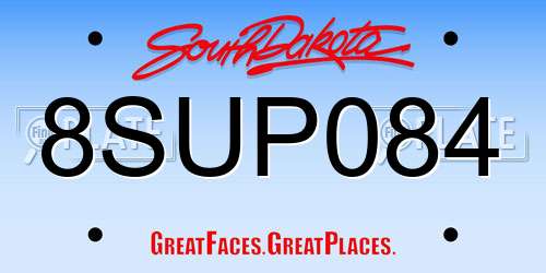 8SUP084 South Dakota License Plate