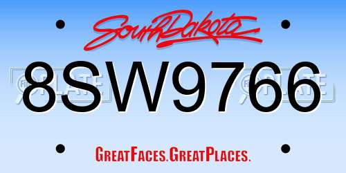 8SW9766 South Dakota License Plate